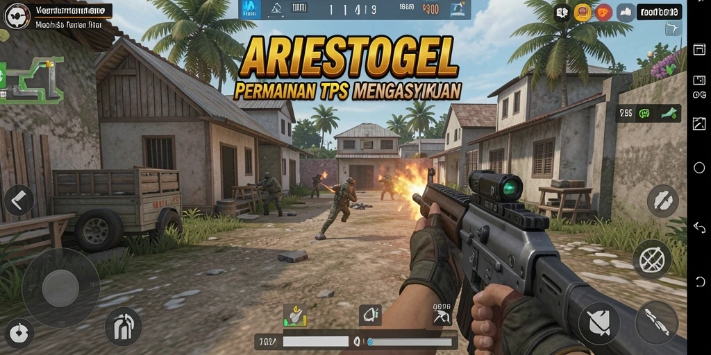Tangkapan layar gameplay ARIESTOGEL yang menegangkan di medan perang.