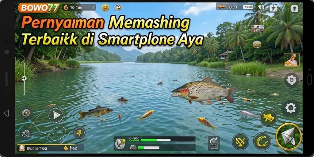 Tampilan gameplay <strong>BOWO77</strong> yang menampilkan keseruan memancing.