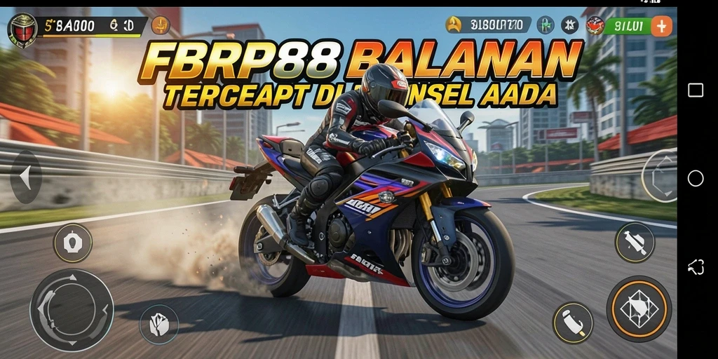 Tampilan gameplay FBRP88 dengan aksi balapan motor yang mendebarkan.