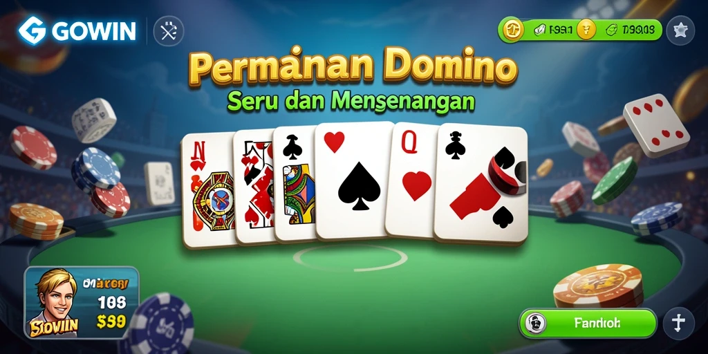 Tangkapan layar GOWIN dengan tampilan permainan domino yang menarik.