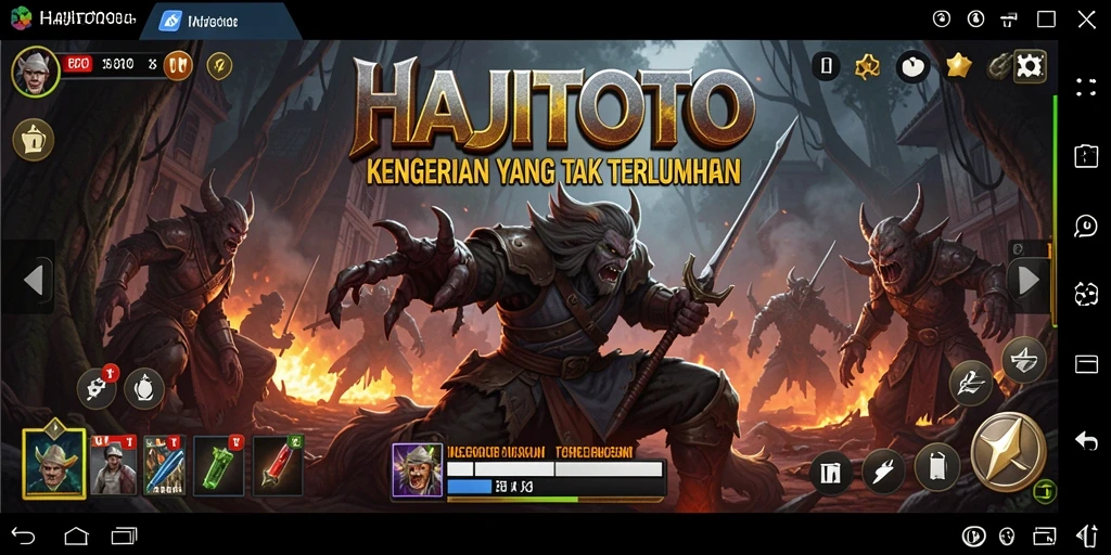 Screenshot gameplay HAJITOTO menunjukkan momen mencekam saat menghadapi makhluk menyeramkan.