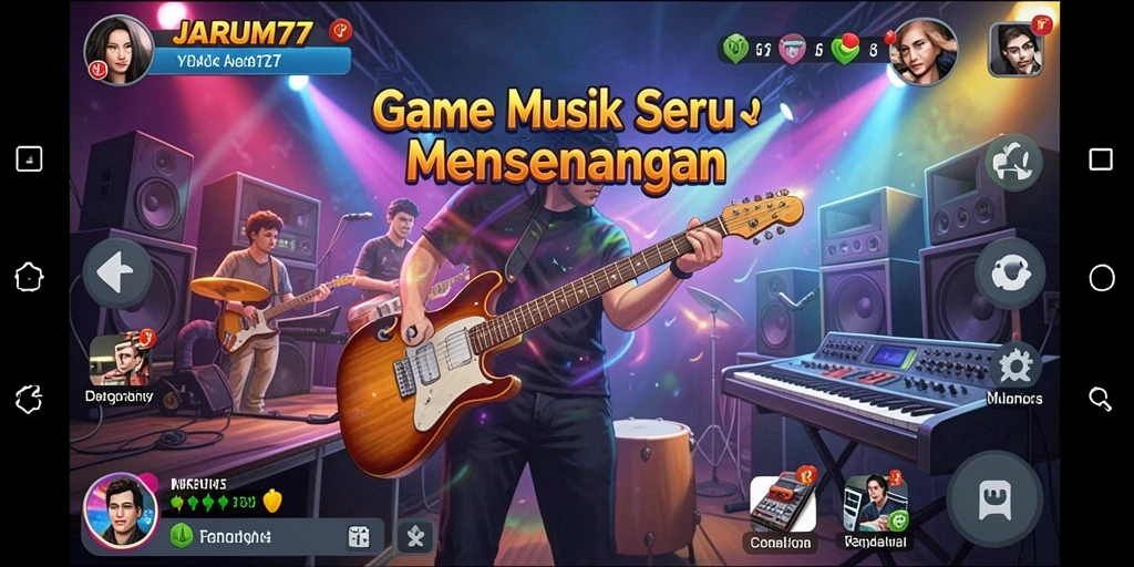 Screenshot gameplay JARUM77 yang penuh warna dan seru.