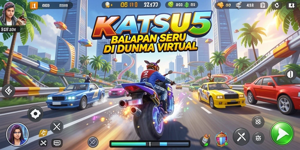 Gameplay Racing KATSU5 yang seru dan menantang.