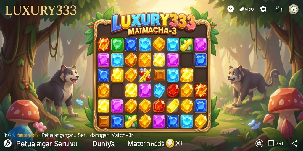 Tampilan gameplay LUXURY333 yang penuh warna dari tantangan match-3.