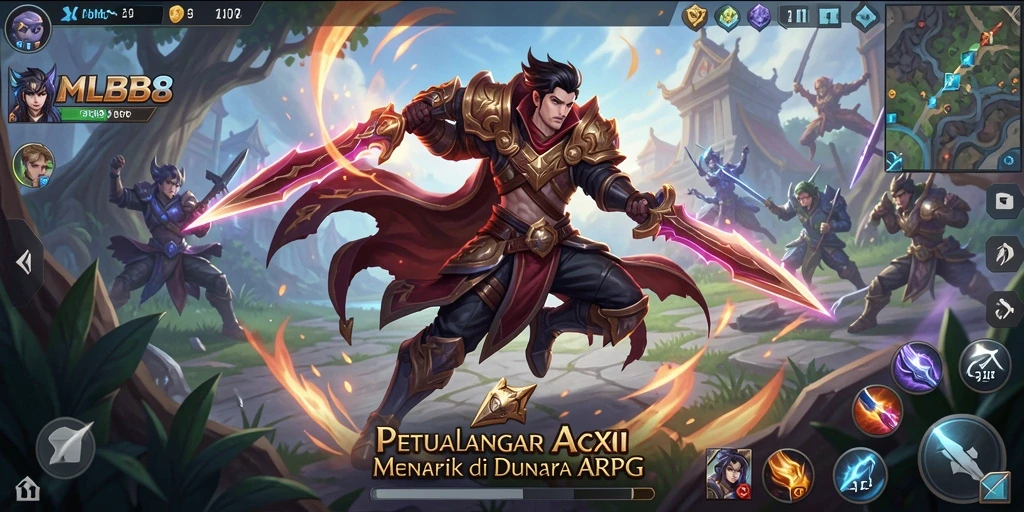 Tampilan menakjubkan dari gameplay ARPG MLBB8 yang aktif.