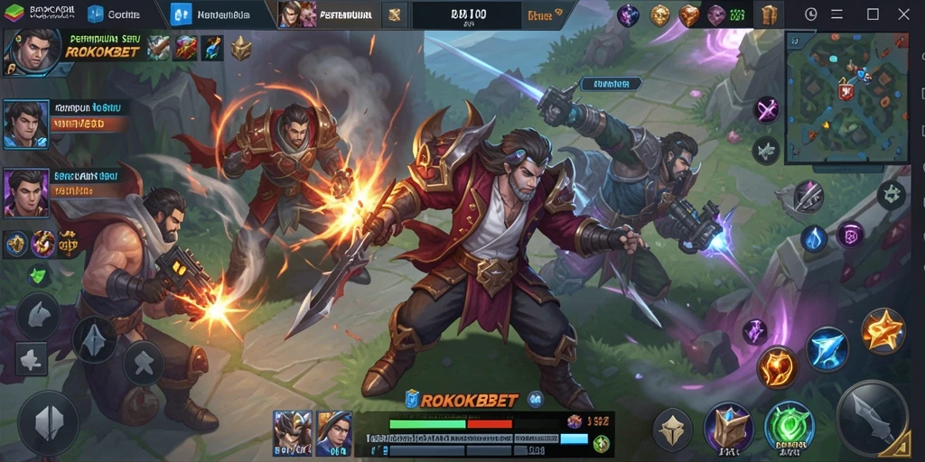 Tampilan menarik dari gameplay seru ROKOKBET di arena MOBA.