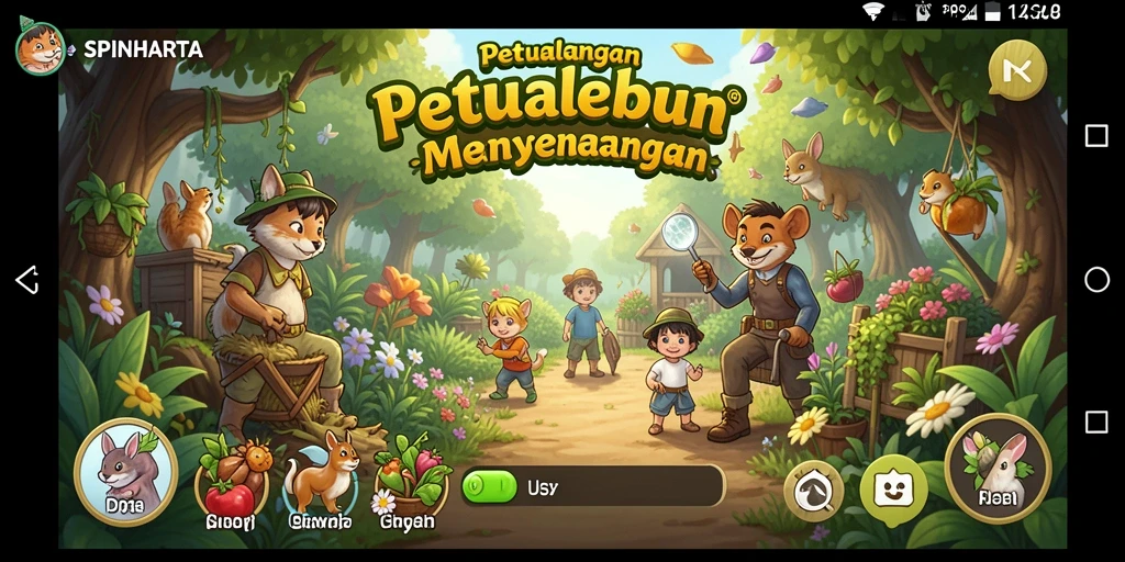 Tampilkan gameplay berkebun yang menarik di SPINHARTA.