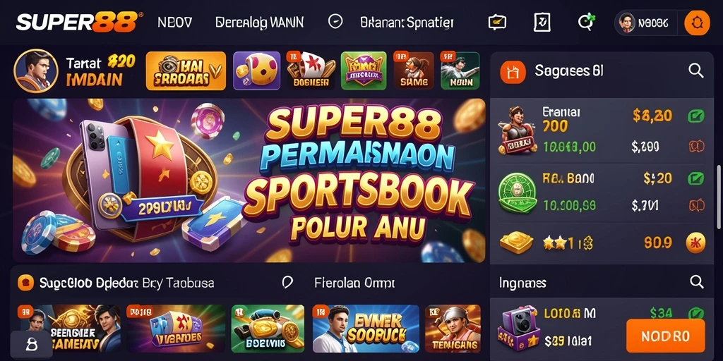 Tampilan utama gameplay SUPER88 dengan pengalaman Sportsbook yang mendebarkan.