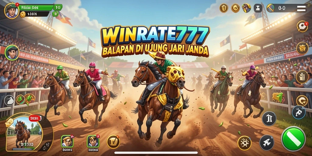 Screenshot gameplay balapan yang intens dan mendebarkan dari WINRATE777.